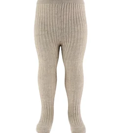 MP Strømpebukser - Uld/Bomuld - Rib - Arien - Light Brown Melang