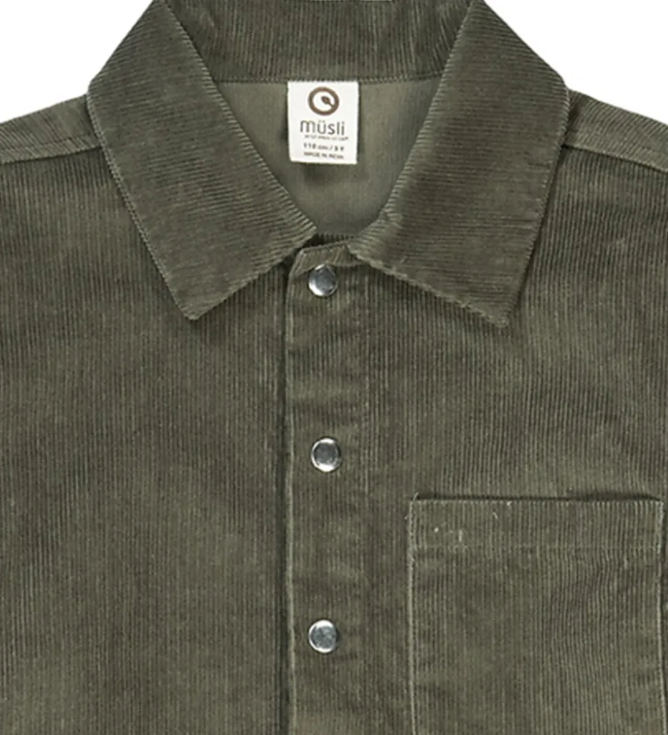 Müsli Skjorte - Fløjl - Deep Green