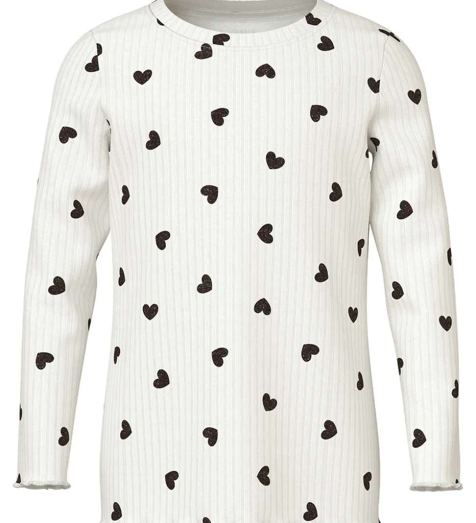 Name It Bluse - Glitter - NmfVemma - Cloud Dancer/Tiny Heart