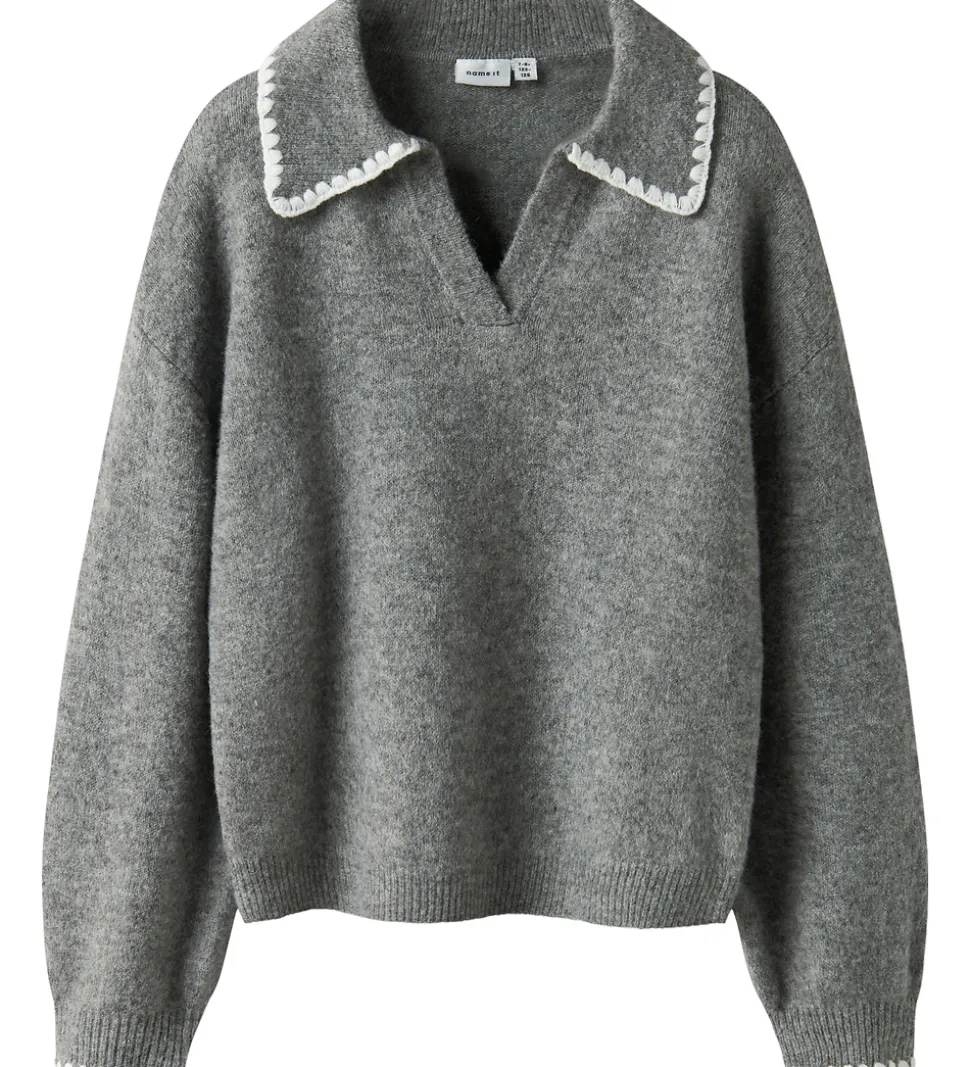 Name It Bluse - Polo Strik - NkfRikasa - Grey Melange