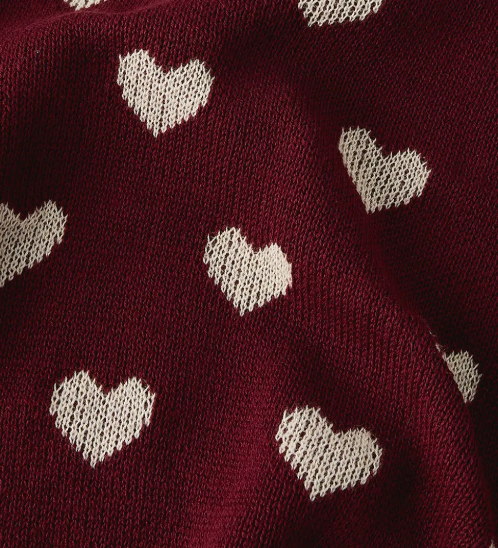 Name It Bluse - Strik - NmfOana - Burgundy/Peyote Heart