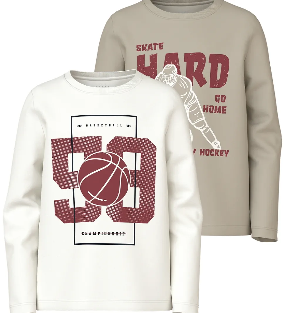 Name It Bluser - 2-pak - NkmVux - Island Fossil/Cloud Dancer 98