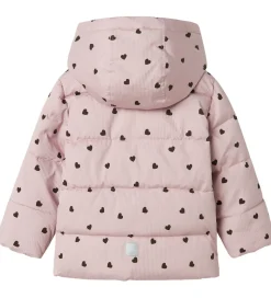 Name It Dynejakke - NmfMonday - Violet Ice m. Hjerter