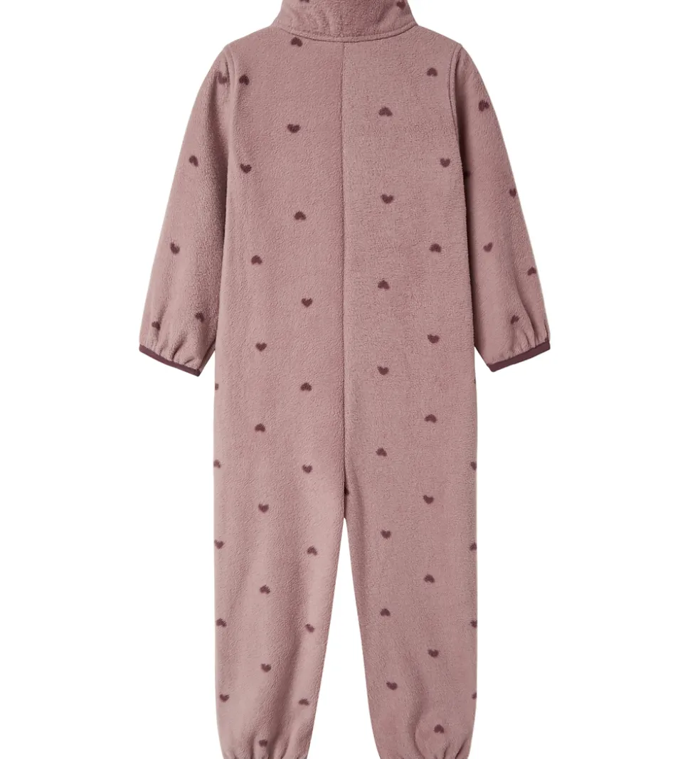 Name It Fleecedragt - NmnSpektra - Woodrose m. Hjerter