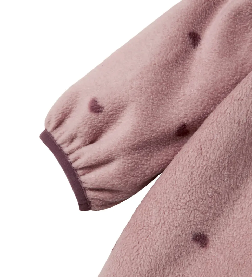 Name It Fleecedragt - NmnSpektra - Woodrose m. Hjerter