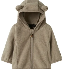 Name It Fleecejakke - NbnMeeko - Timber Wolf m. Ører