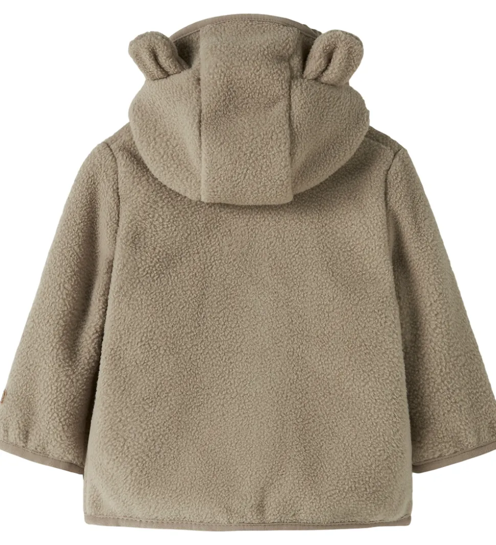 Name It Fleecejakke - NbnMeeko - Timber Wolf m. Ører