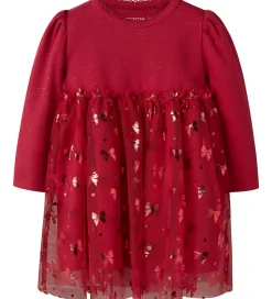 Name It Kjole - Rib/Tyl - NbfRosally - Jester Red m. Sløjfer