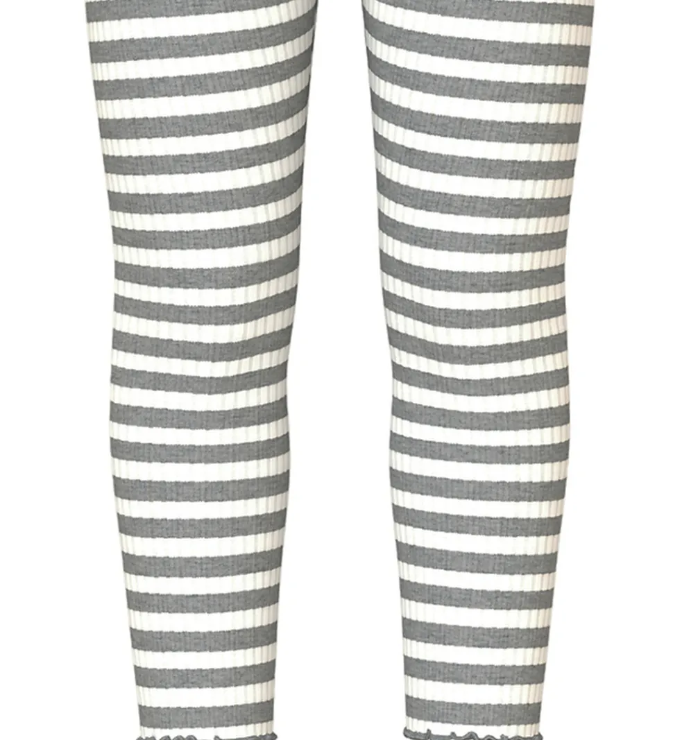 Name It Leggins - Rib - NmfVemma - Grey Melange/Cloud Dancer