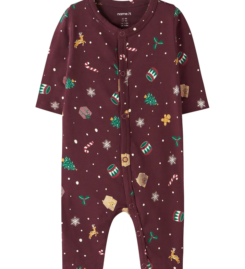 Name It Natdragt - NbnVismas - Burgundy/Xmas AOP