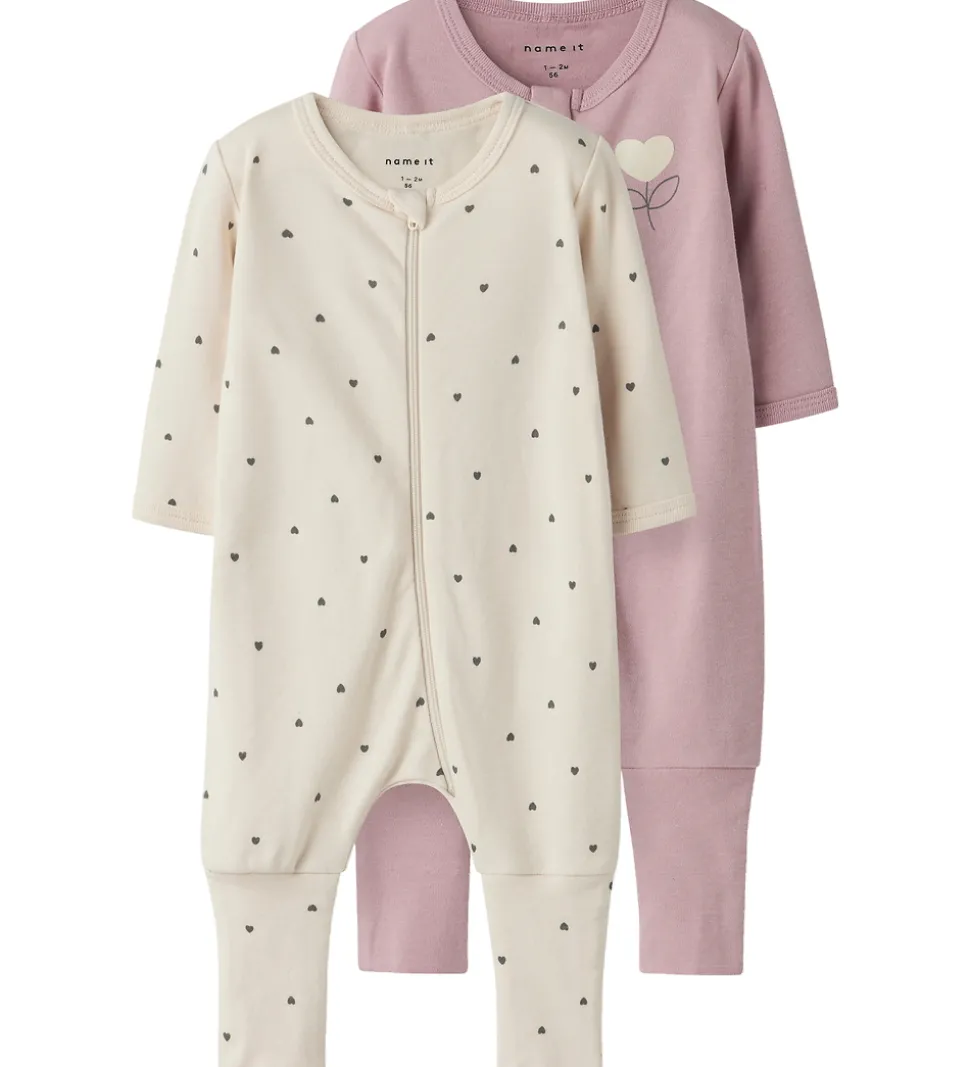 Name It Natdragt - 2-pak - Noos - NbfNightsuit - Summer Sand/W/D