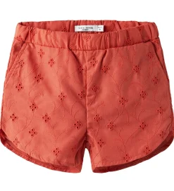 Name It Shorts - NmfVioleta - Spiced Coral m. Broderi Anglaise