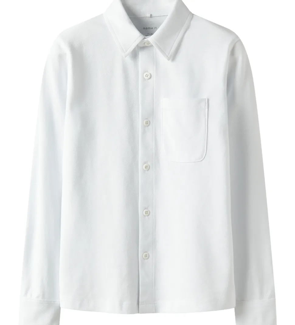 Name It Skjorte - Piqué - NkmRon - Jersey - Bright White