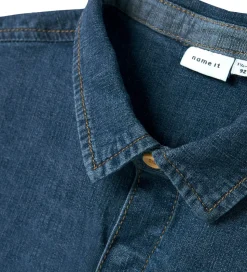 Name It Skjorte k/æ - Hør/Bomuld - NmmPeter - Mørkeblå Denim