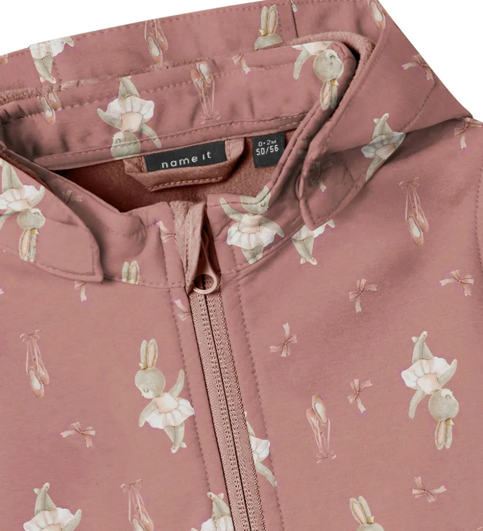 Name It Softshelldragt m. Fleece - NbnAlfa08 - Woodrose/BUNNY