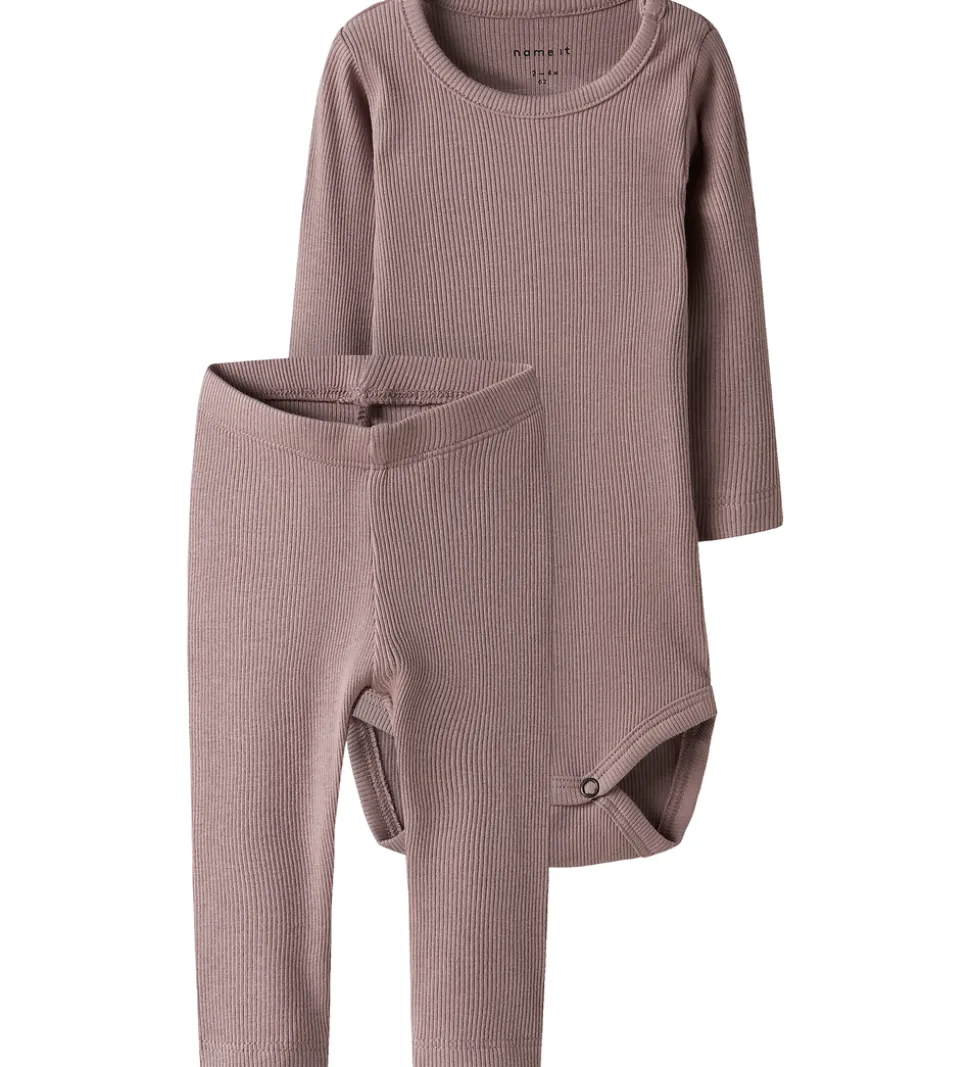 Name It Sæt - Body l/æ/ Leggings - Deauville Mauve/DEAUVILLE MA