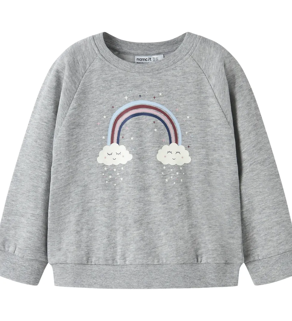 Name It Sweatshirt - NmfVenus - Grey Melange/Rainbow Clouds