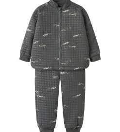 Name It Termotøj m. Fleece - NmmMoon - Grey Pinstripe