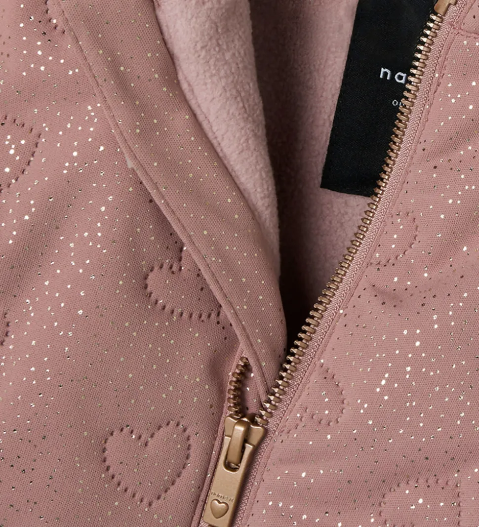 Name It Termotøj m. Fleece - NmfMoon - Woodrose m. Glitter