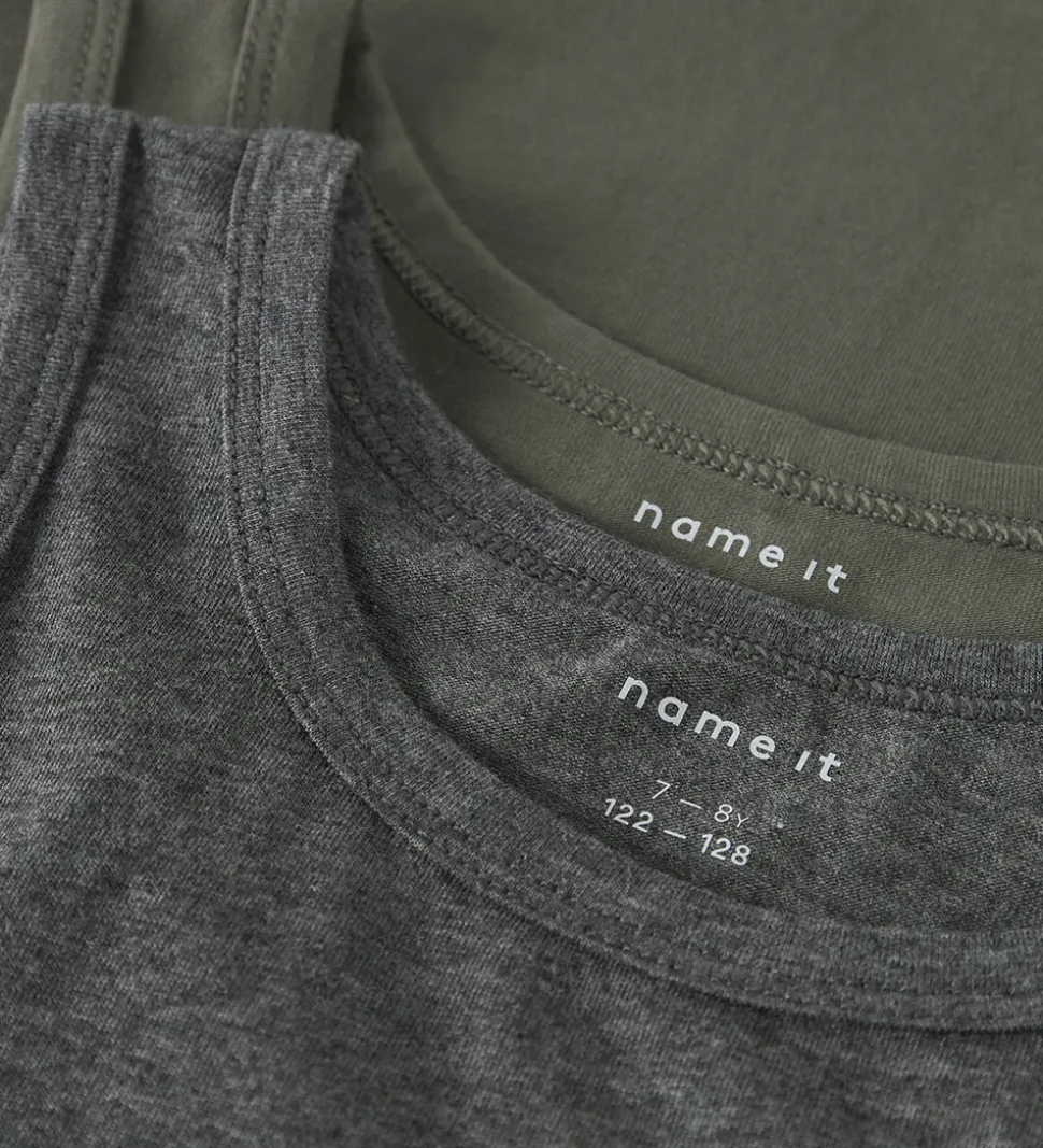 Name It Undertrøjer - Noos - NkmTank - 2-pak - Tea Leaf/Dark Gre