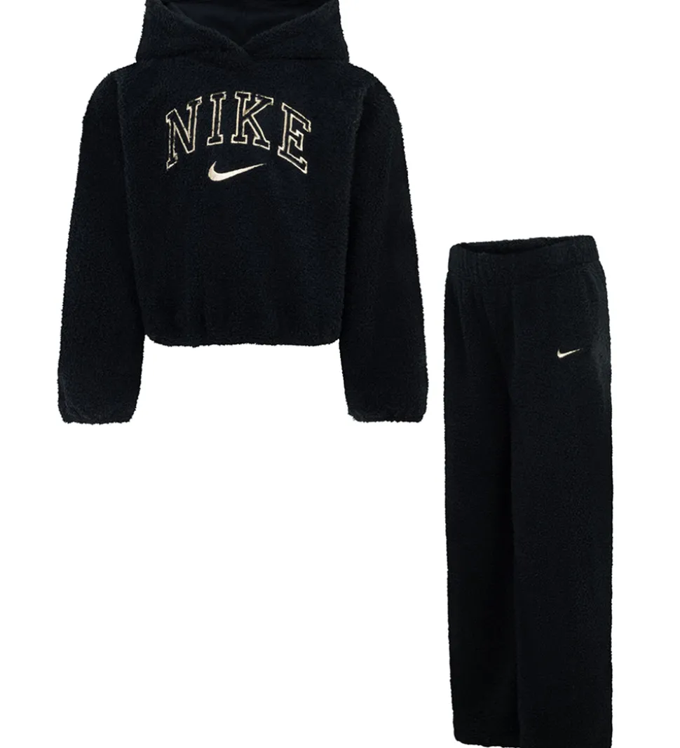 Nike Sæt - Hættetrøje/Bukser - Sort/Gold