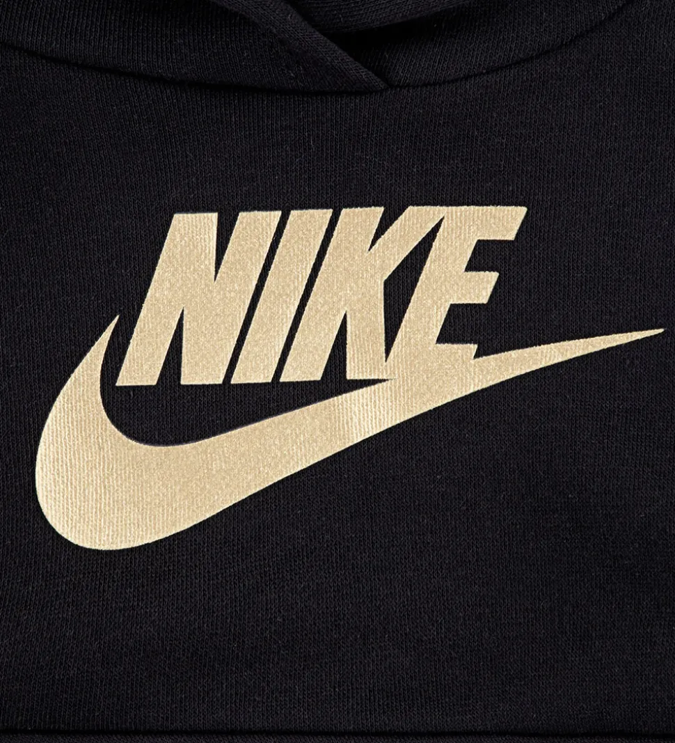 Nike Sweatsæt - Club - Black/Metalic Gold