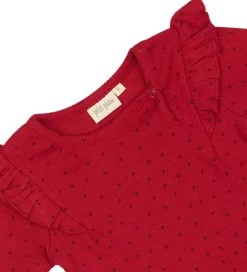 Petit Piao Body l/æ - Rib - Modal - Frill - Jet Red/Biking Red