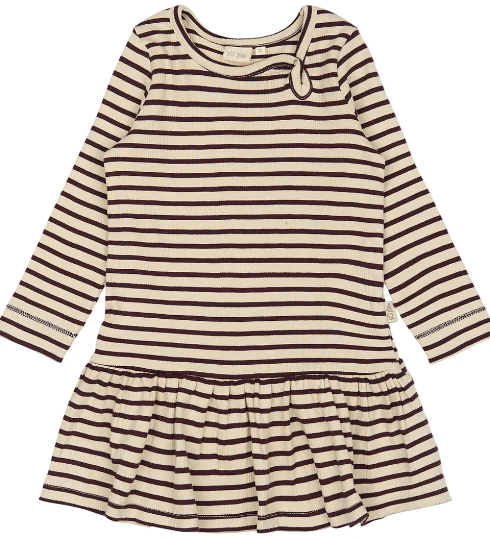 Petit Piao Kjole - Rib - Modal - Dark Grape/Off White