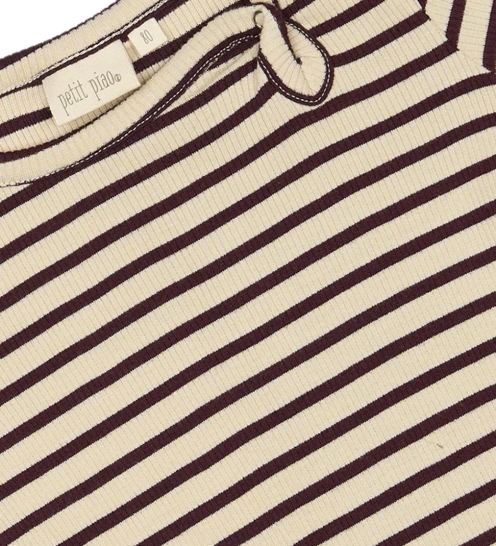 Petit Piao Kjole - Rib - Modal - Dark Grape/Off White