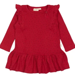 Petit Piao Kjole - Rib - Modal - Frill - Jet Red/Biking Red