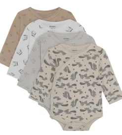 Pippi Baby Slå-om Bodyer l/æ - 4-pak - Rainy Day