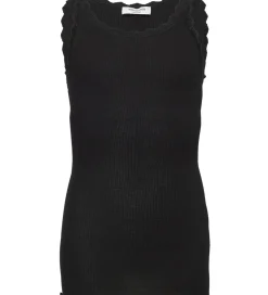 Rosemunde Top - Lang - Rib - Balta - Sort m. Blonder