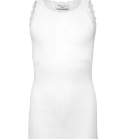 Rosemunde Top - Lang - Rib - Balta - New White m. Blonder
