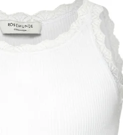 Rosemunde Top - Lang - Rib - Balta - New White m. Blonder