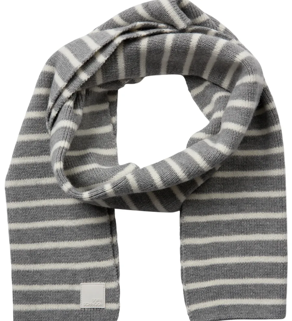 Sofie Schnoor Tørklæde - Strik - Lailasy - Gråmeleret m. Striber