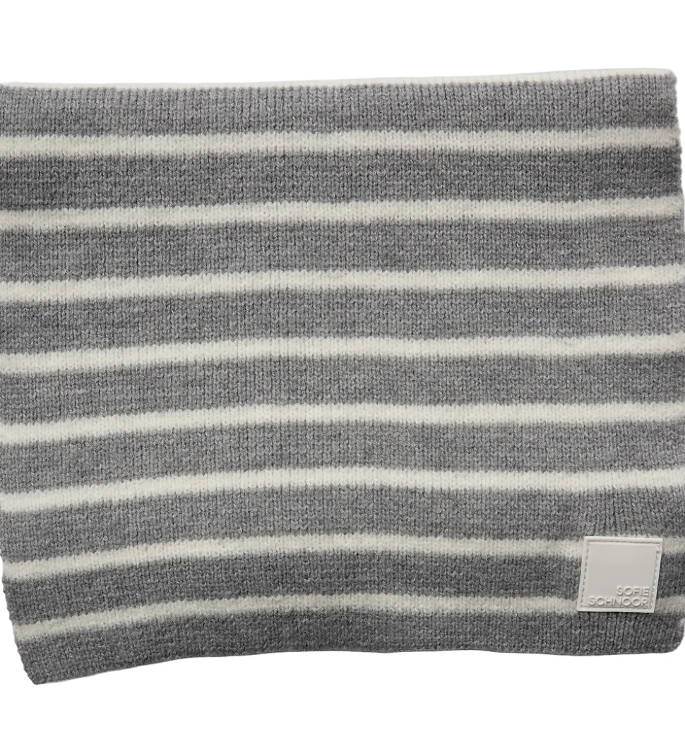 Sofie Schnoor Tørklæde - Strik - Lailasy - Gråmeleret m. Striber