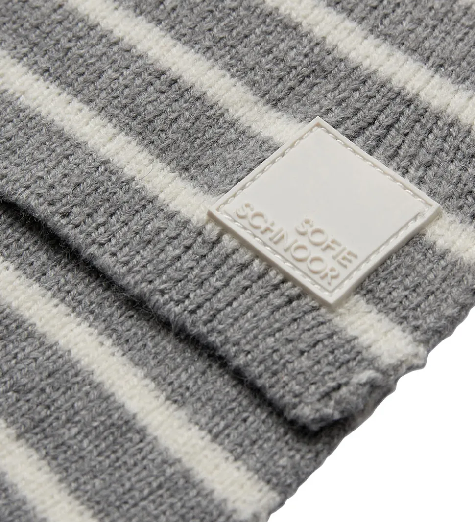 Sofie Schnoor Tørklæde - Strik - Lailasy - Gråmeleret m. Striber