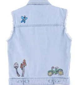 Stella McCartney Kids Denimvest - Lyseblå m. Broderi