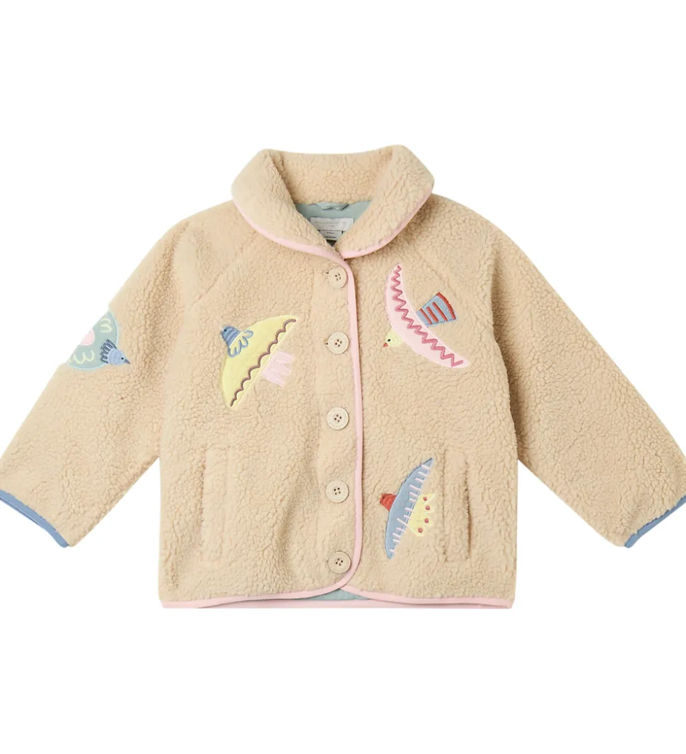 Stella McCartney Kids Fleecejakke - Beige m. Fugle