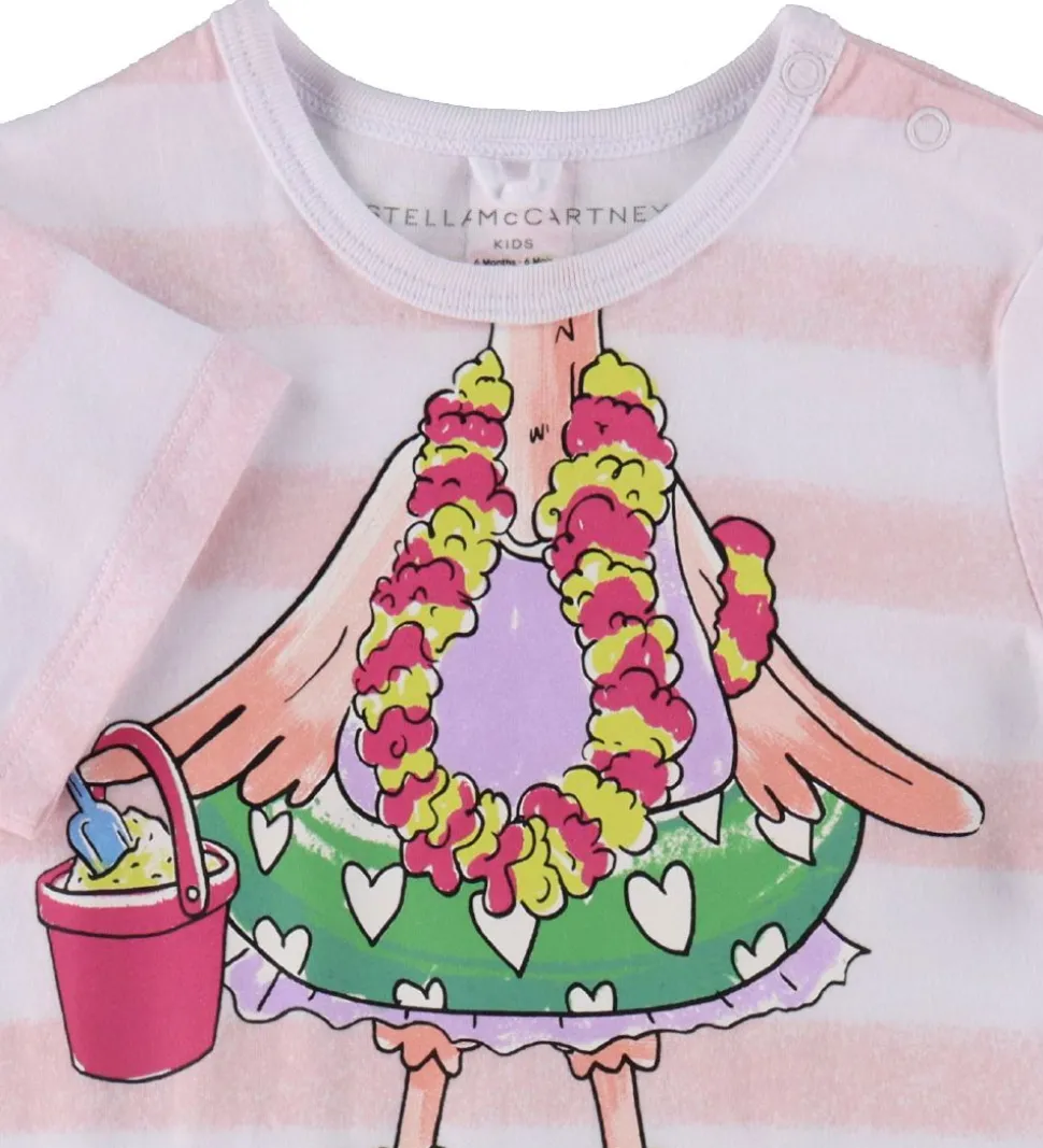 Stella McCartney Kids Sommerdragt - Hvid/Rosastribet m. Flamingo