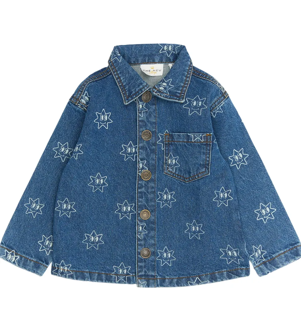 The New Siblings Denimjakke - TnstRipley - Medium Blue Denim AOP