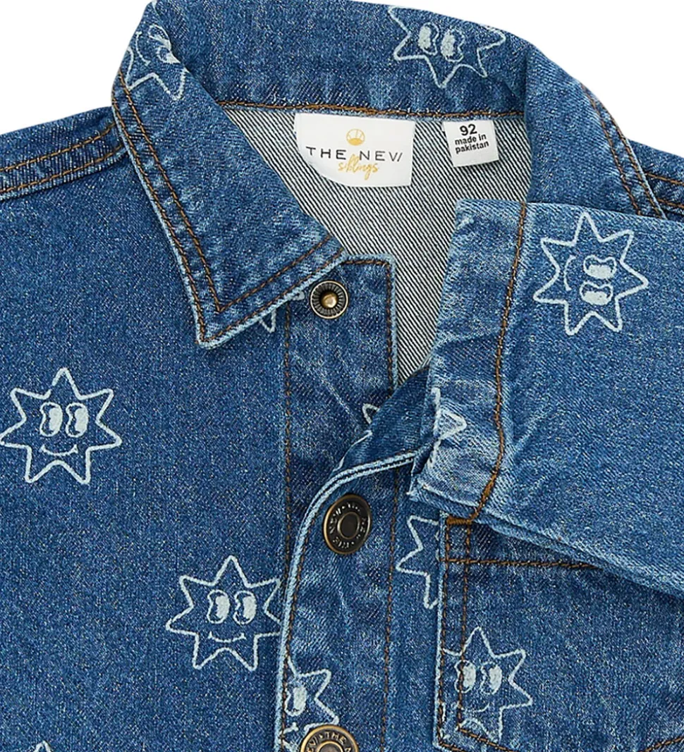 The New Siblings Denimjakke - TnstRipley - Medium Blue Denim AOP