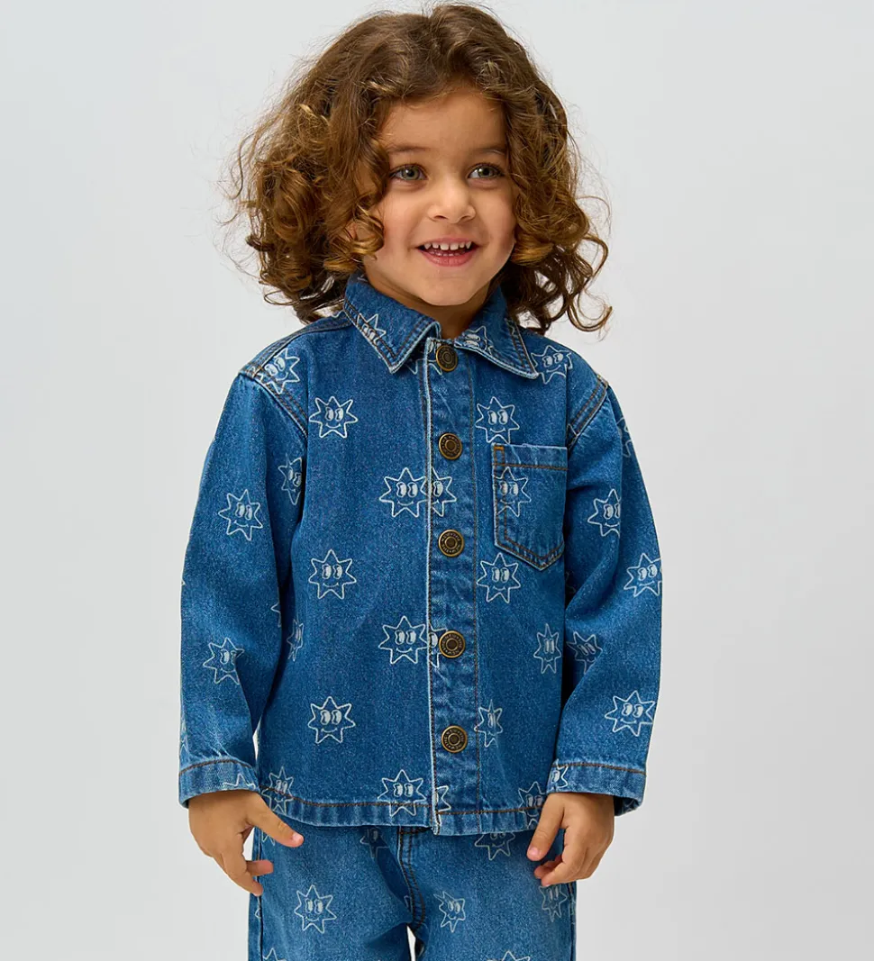 The New Siblings Denimjakke - TnstRipley - Medium Blue Denim AOP