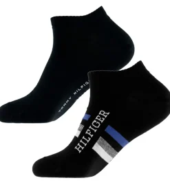 Tommy Hilfiger Ankelstrømper - 2-pak - Sort m. Blå